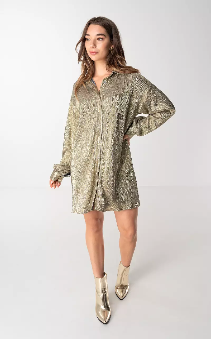 Glittered blouse dress with buttons Gold