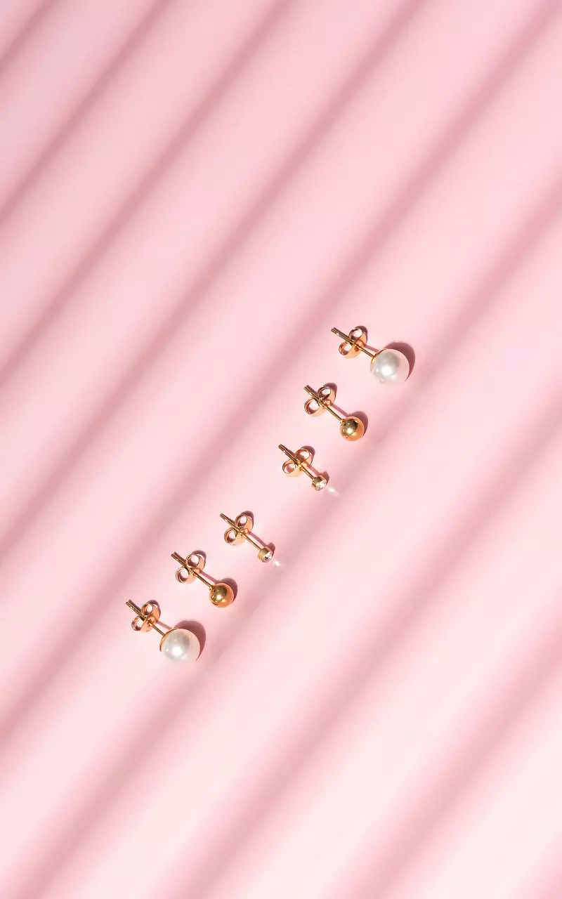 3er Set Ohrstecker Gold
