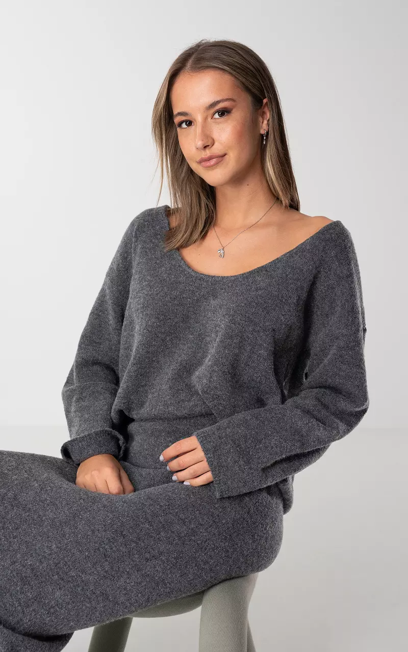 Basic wool look sweater Dark Grey