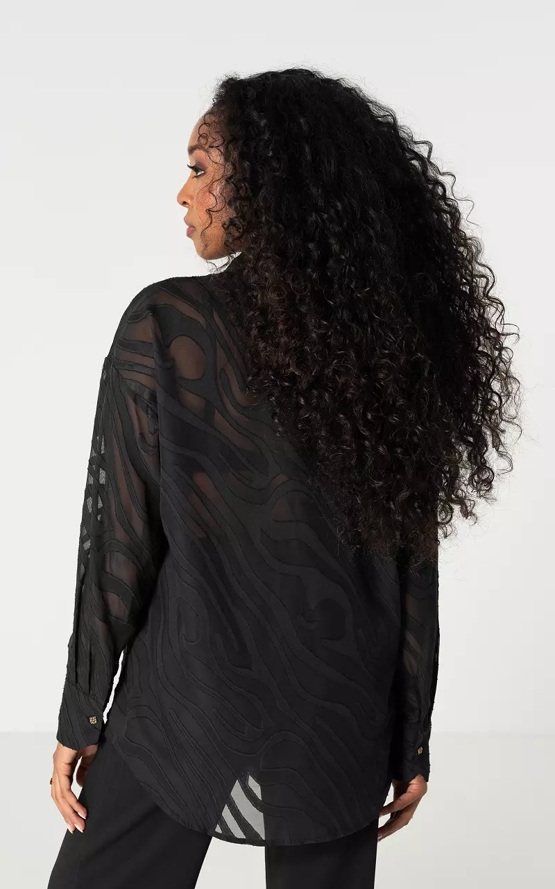 Blouse met see through details Zwart