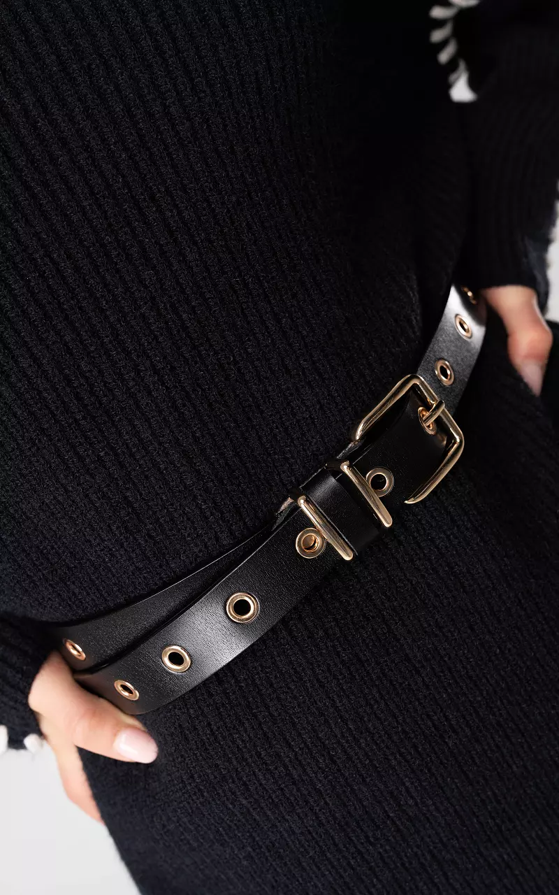 Belt with gold-coloured rings Black Gold