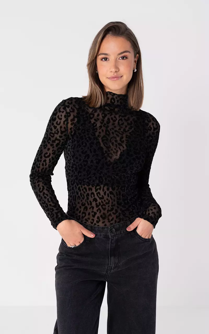 See through top Zwart Zwart