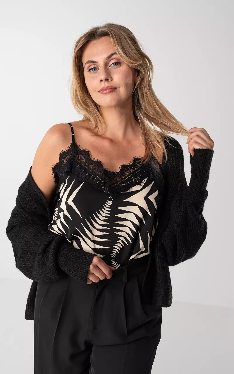 Top mit verstellbare Träger  Schwarz Creme