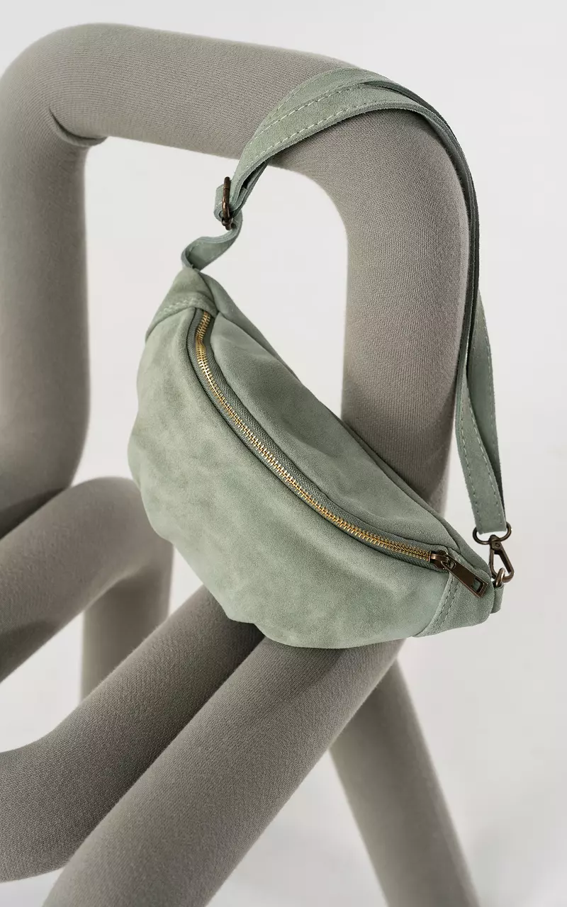 Wildleder-Hüfttasche mit Reißverschluss Mint