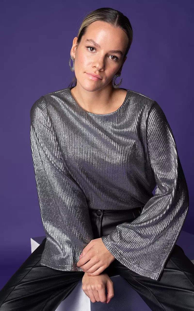 Top with round neck Silver