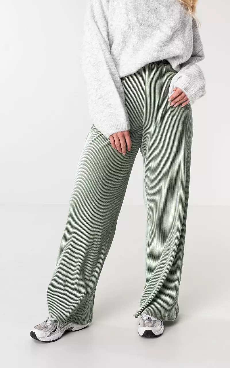 Velvet trousers with ribbed detail - Mint