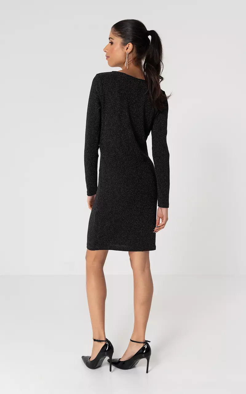 Glitzer Kleid mit Rundhalsausschnitt Schwarz