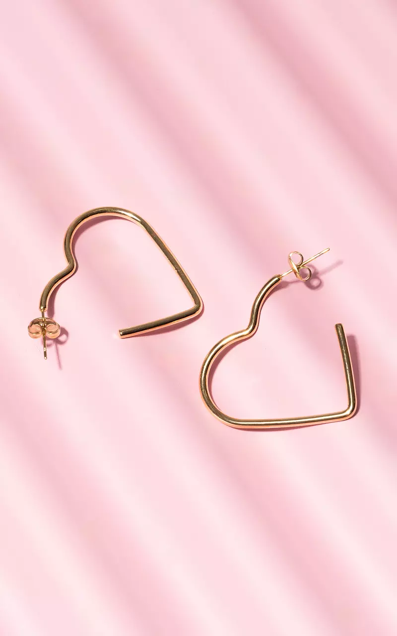 Heart-shaped earrings of stainless steel Gold