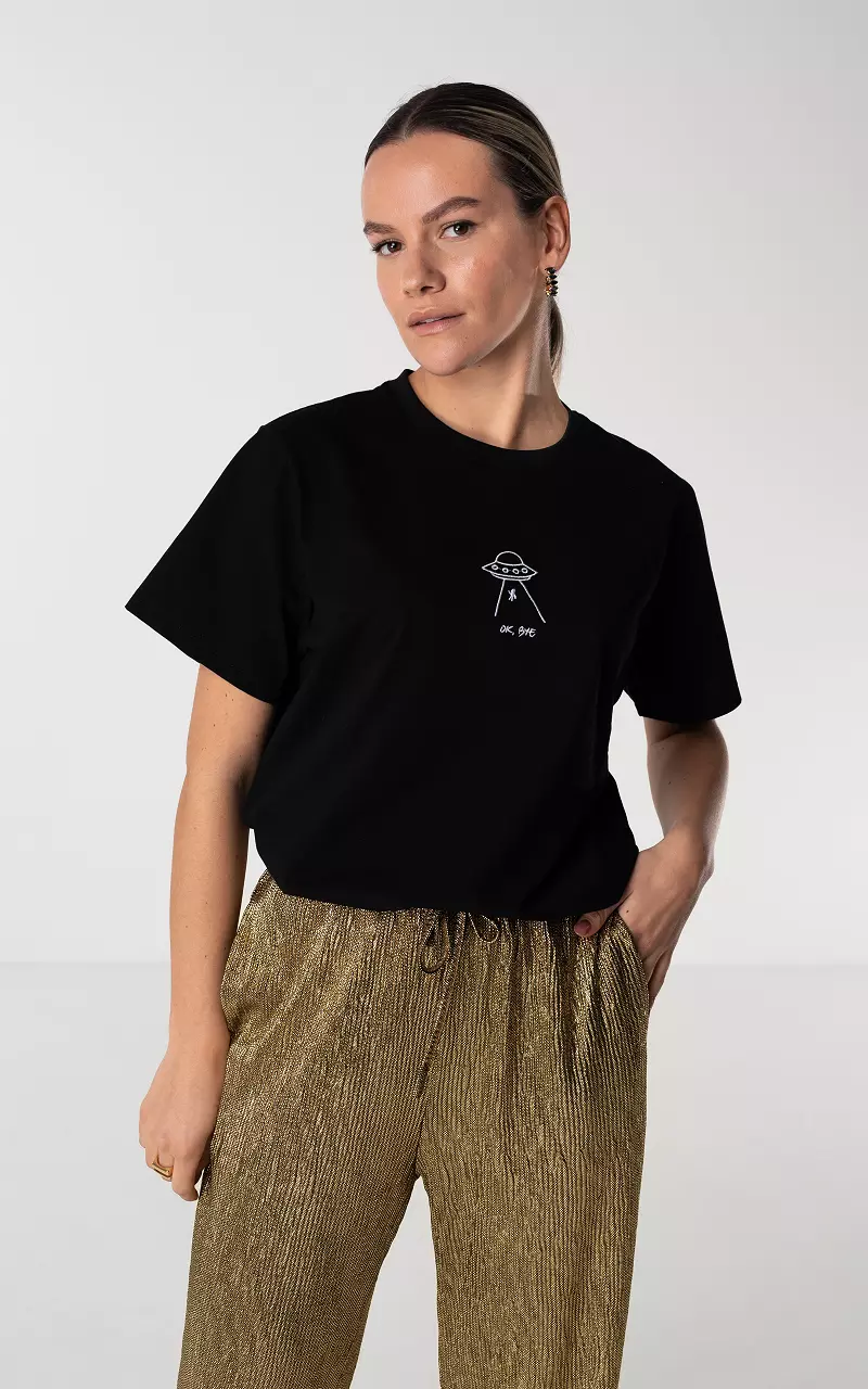 Shirt mit Stickerei Schwarz