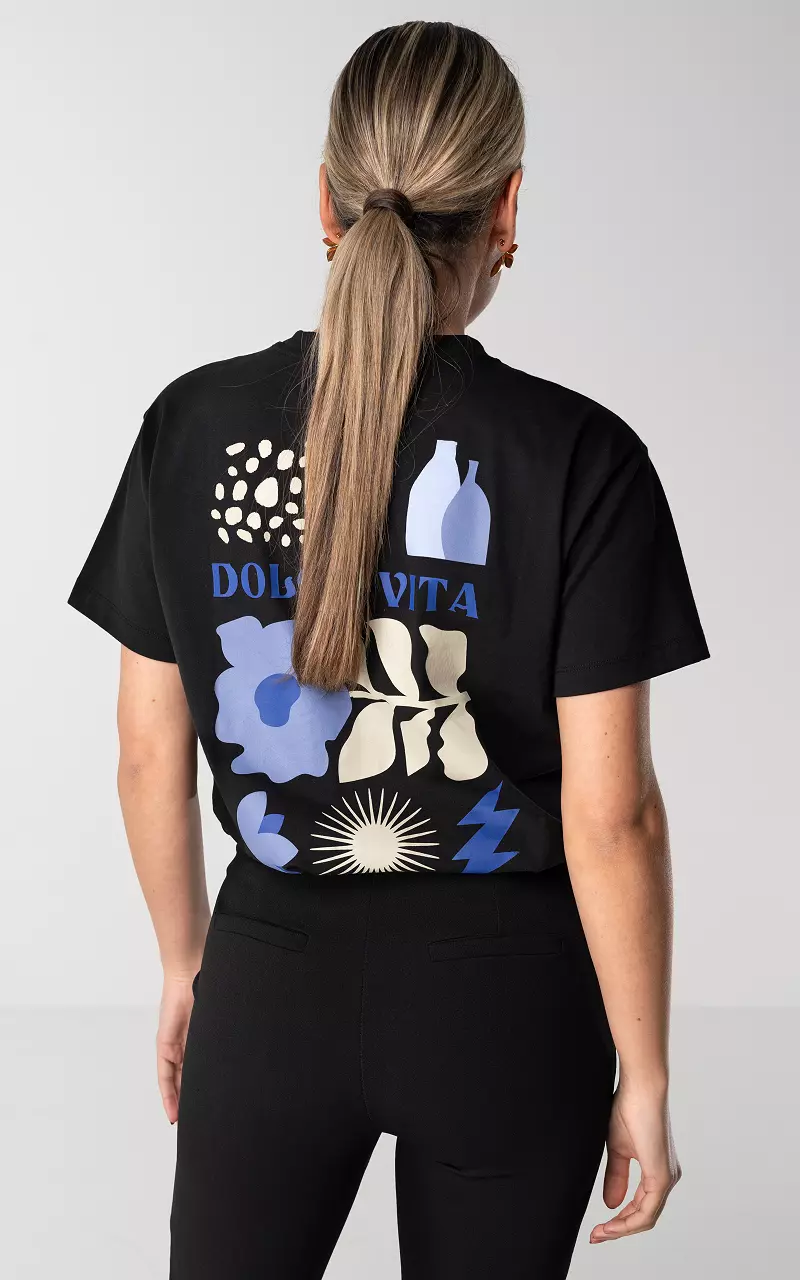 Shirt met print Zwart Blauw
