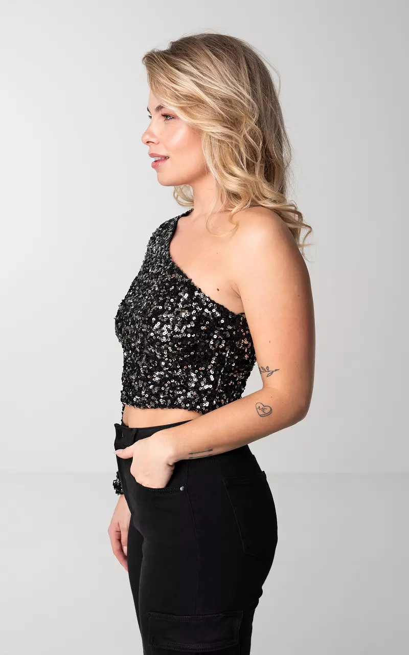 ANIMAL Black One Shoulder Bandeau Top