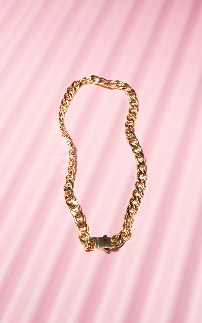 Coarse link necklace made of stainless steel Gold