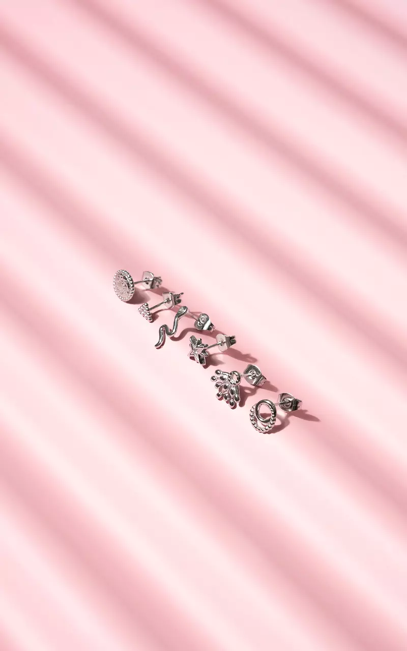 Set of six earrings Silver