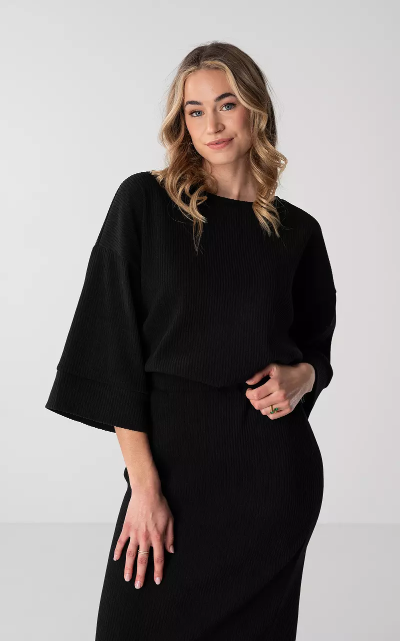 Cordoberteil mit weiten Ärmeln Schwarz