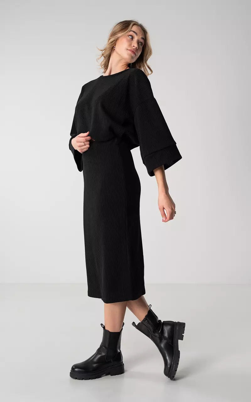 Corduroy skirt with elasticated band Black