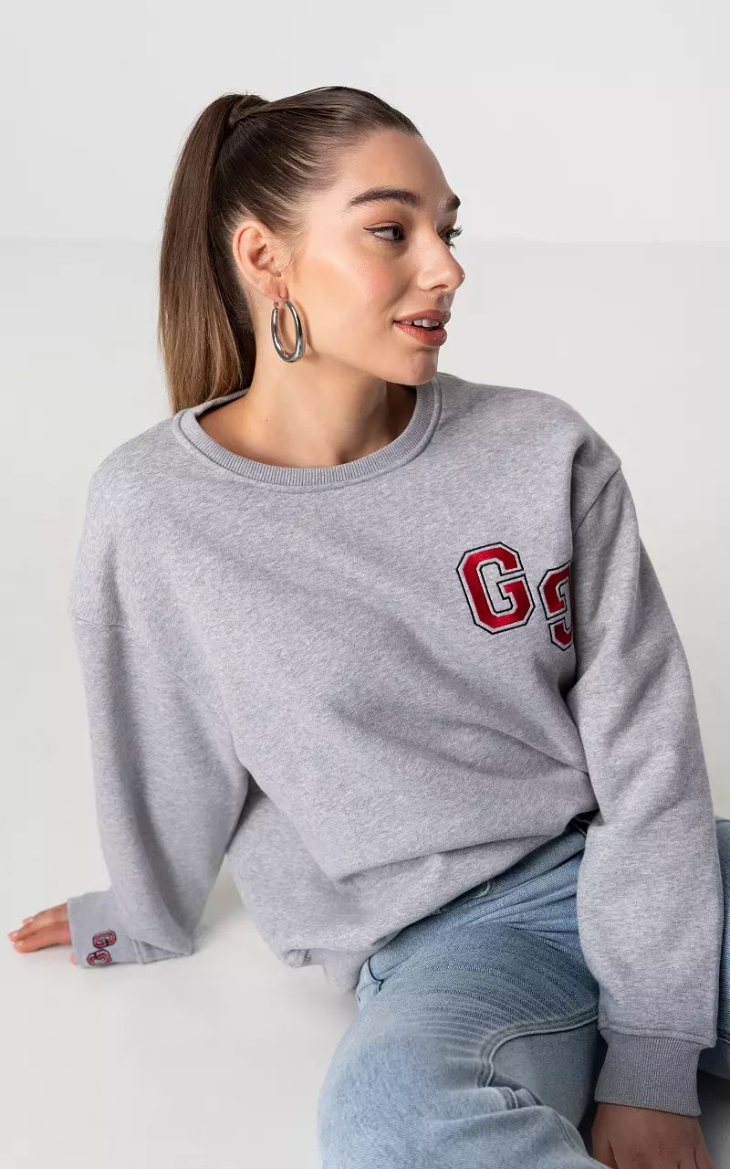 Sweater with round neck Grey Red