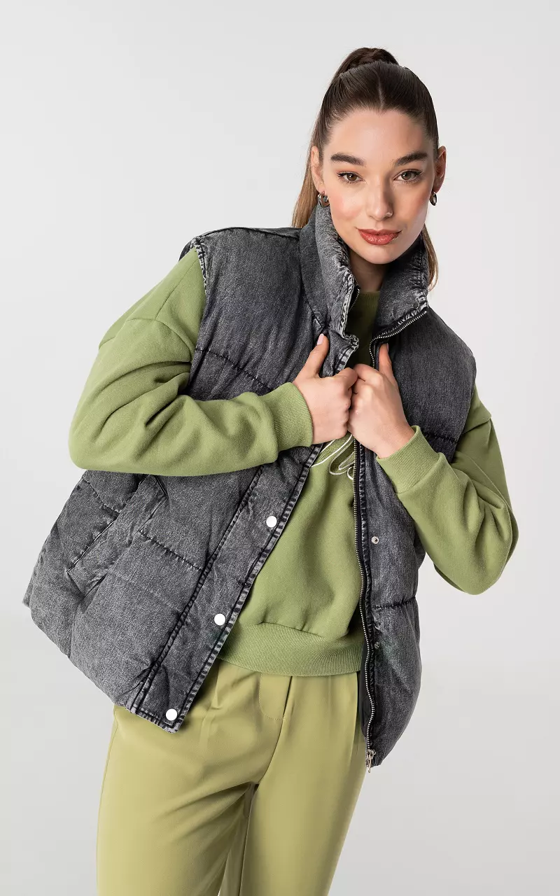 Pufferweste mit Reißverschluss Dunkelgrau