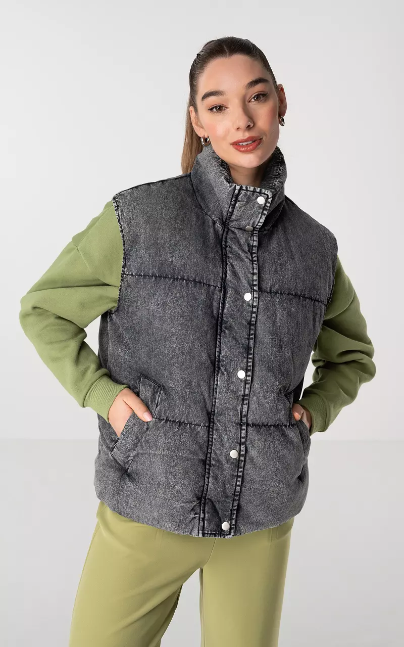 Pufferweste mit Reißverschluss Dunkelgrau