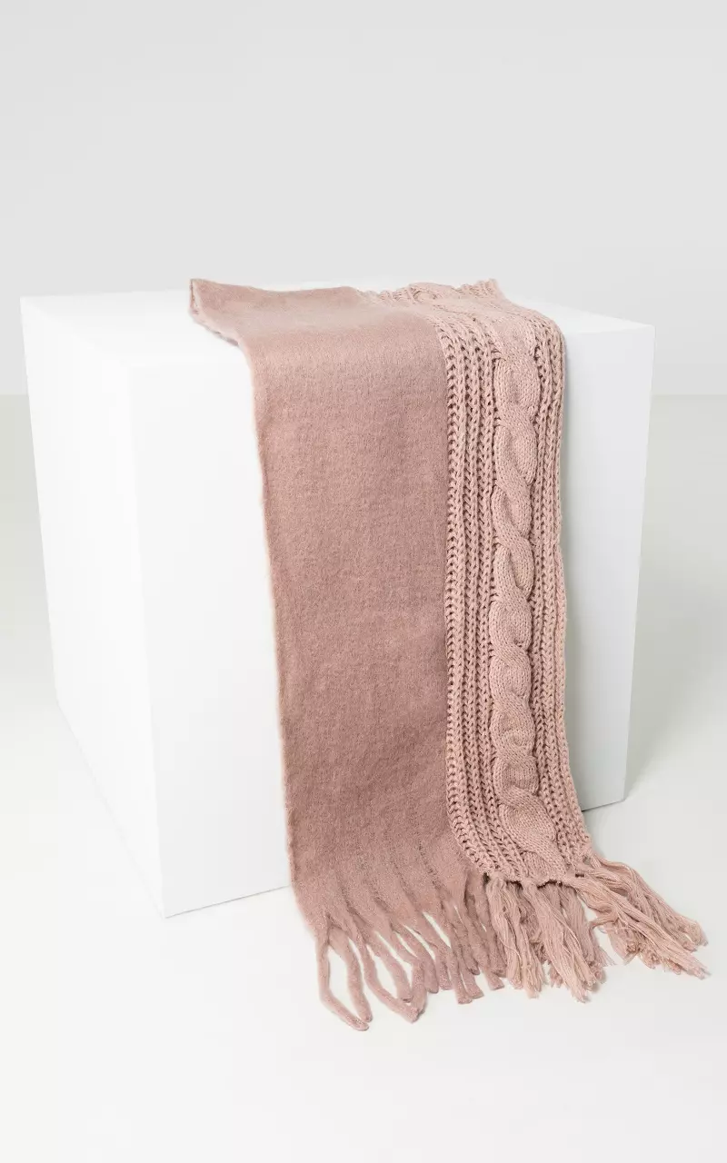 Scarf with fringes Taupe