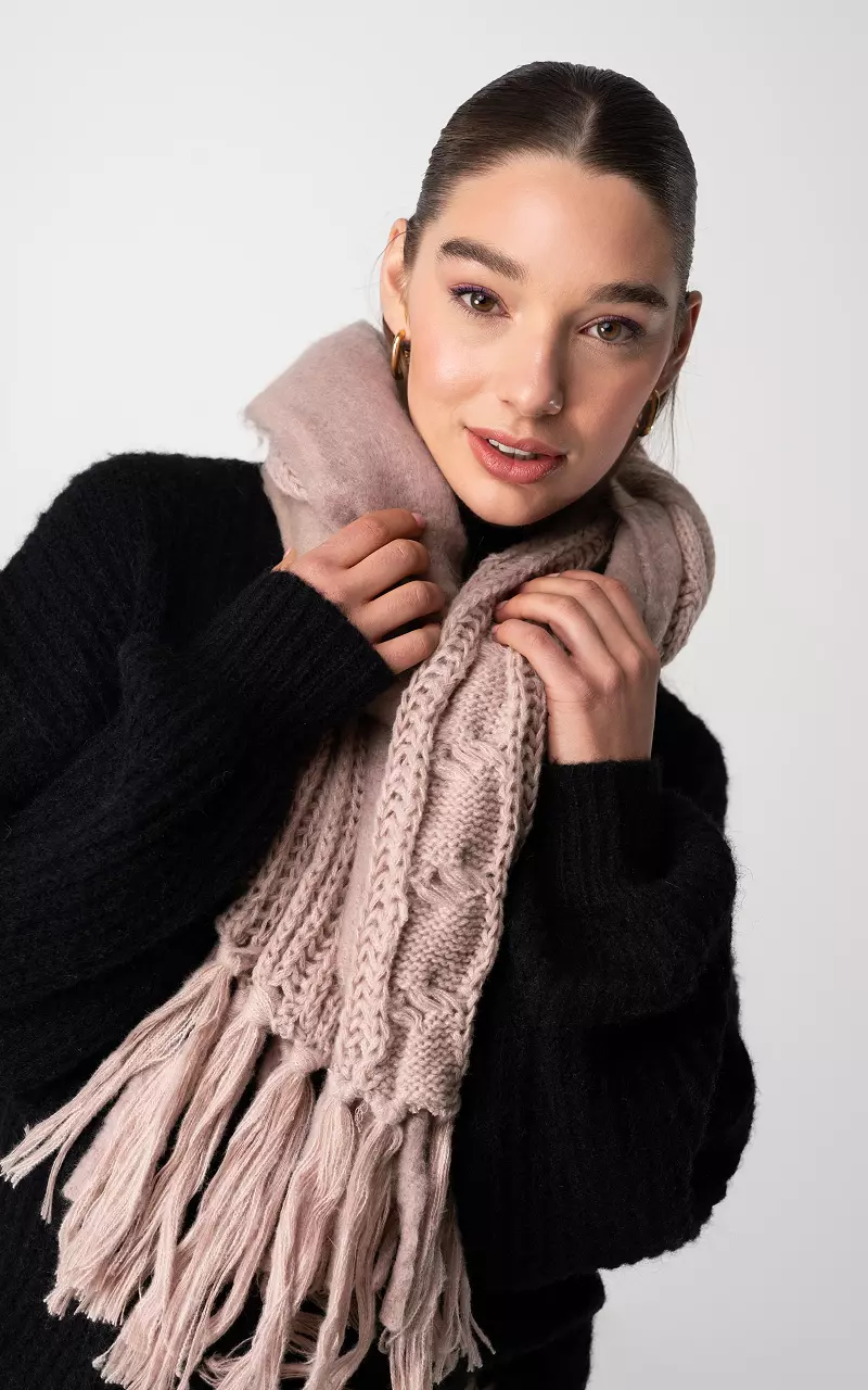 Scarf with fringes Taupe