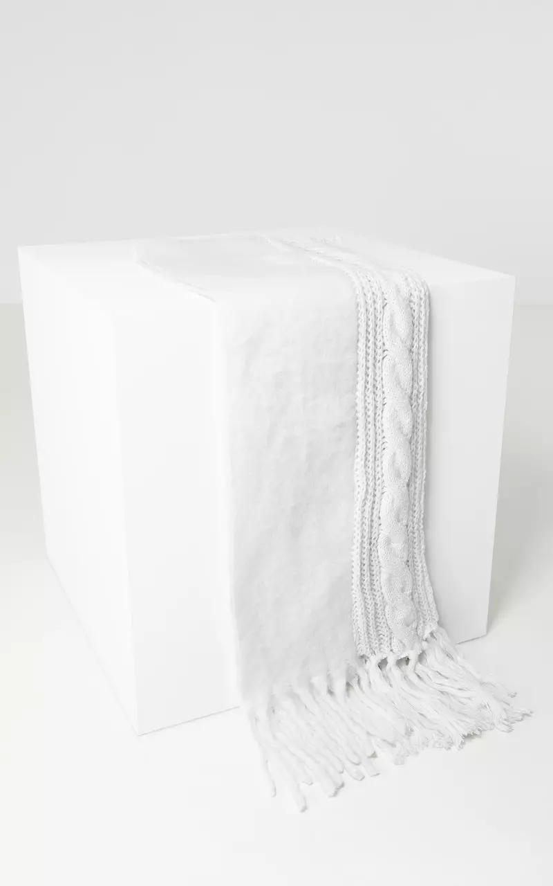 Shawl met franjes Wit