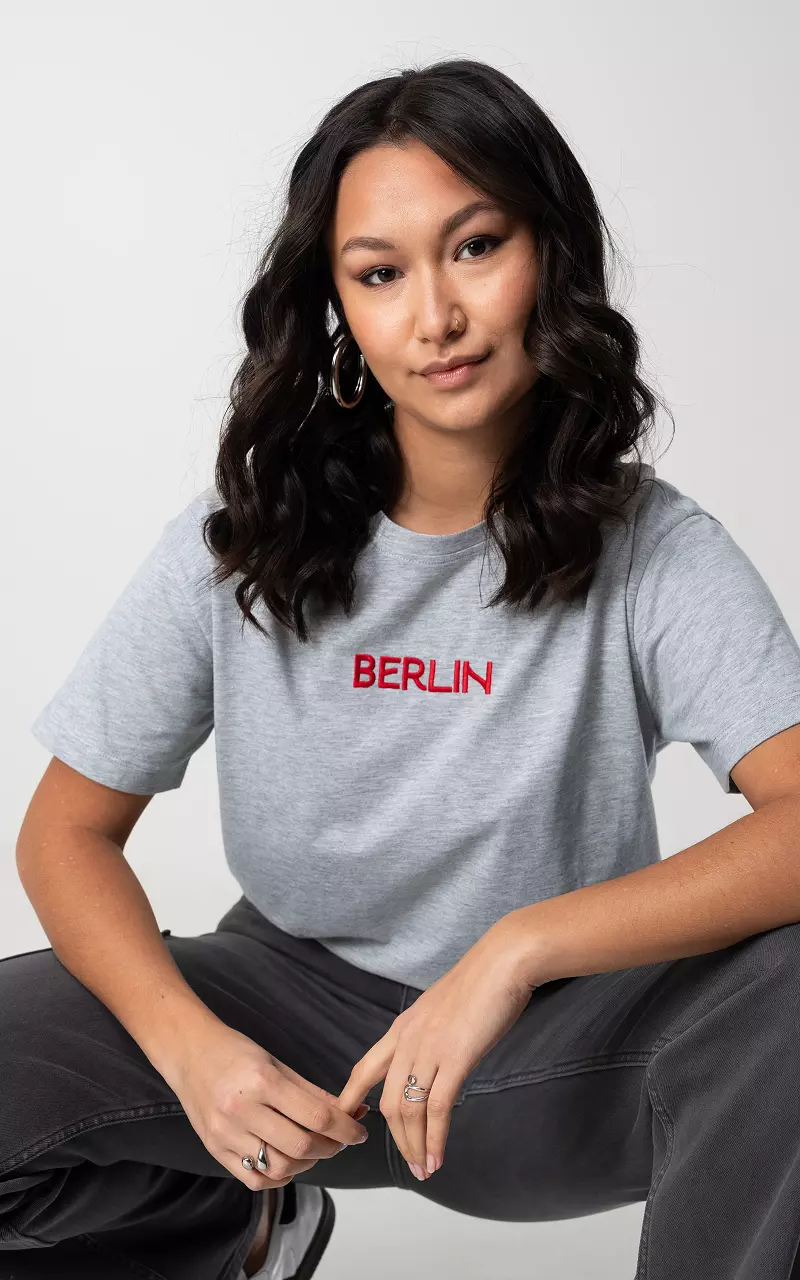 Shirt with embroidered text Light Grey