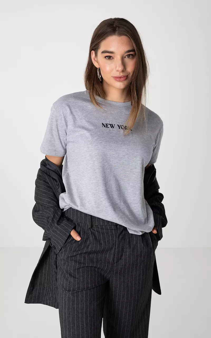Shirt with embroidered text Light Grey