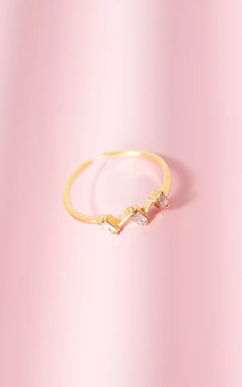 Verstellbarer Ring mit Steinchen Gold