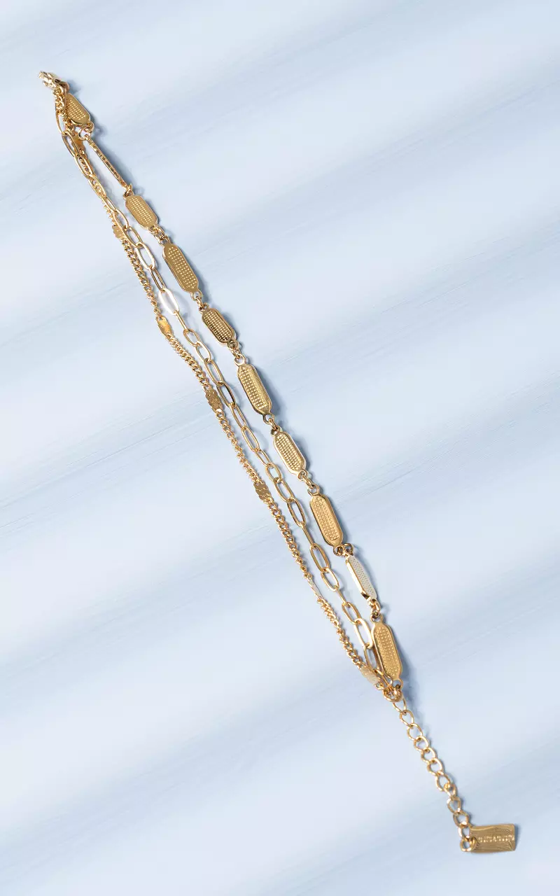 Verstelbare 3-laagse armband van stainless steel Goud