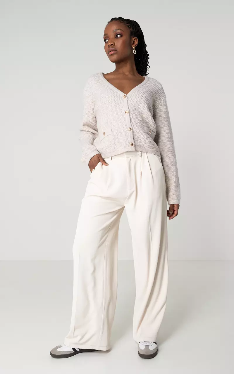 Linen Wide Leg Trousers In Cream | Pieces | SilkFred US