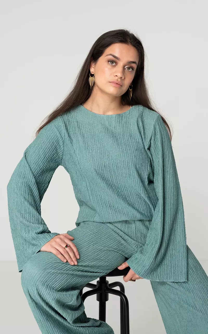 Top round neck with long sleeves Petrol