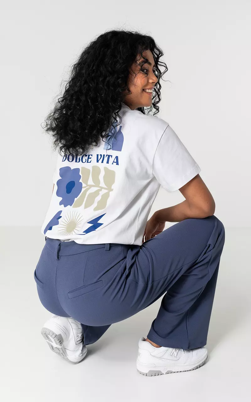 Shirt met print Wit Lichtblauw