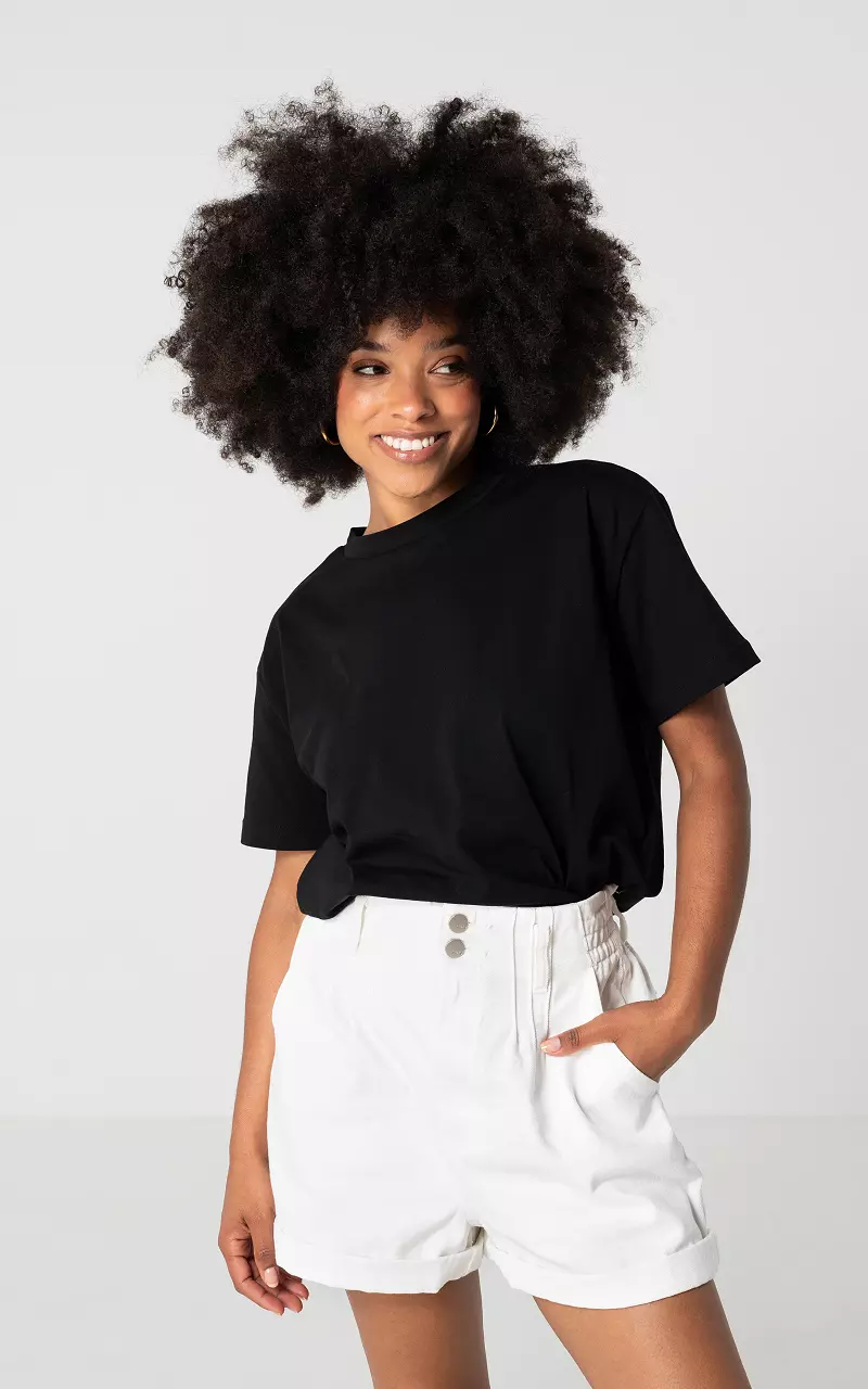 Shirt met print op achterkant Zwart Roze