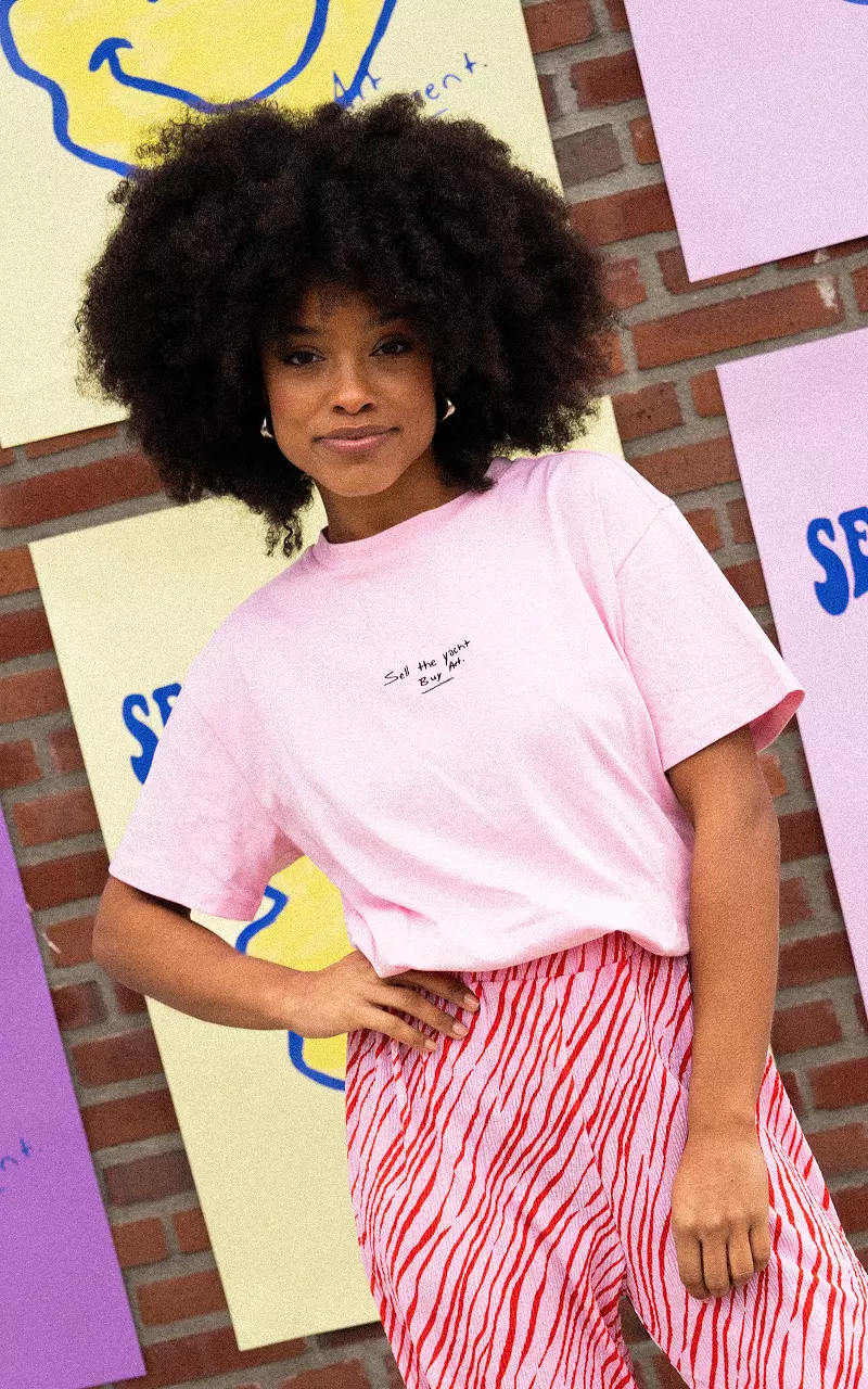 Shirt mit Text Pink Schwarz