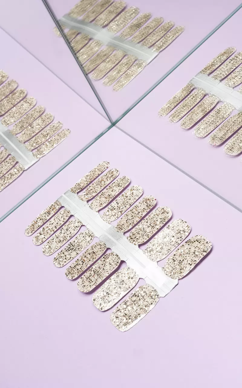 Nail wraps including nail file and cuticle stick Champagne Silver