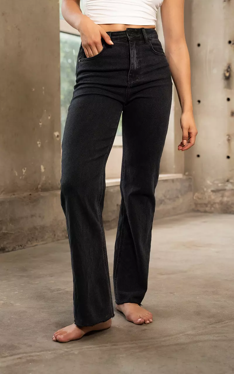 High waist wide leg jeans Dark Grey