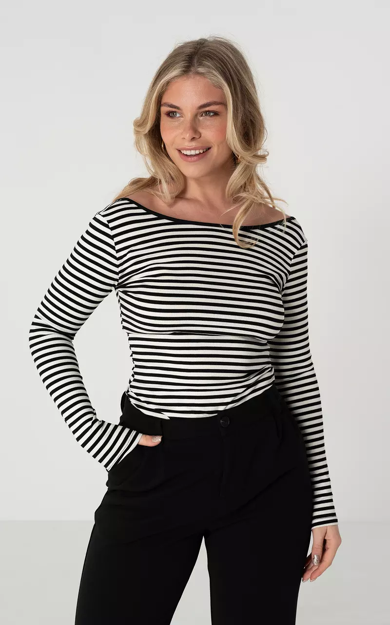 Shirt with striped pattern Black White