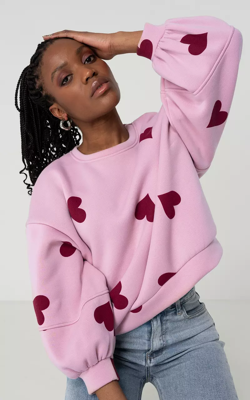 Sweater with heart pattern Light Pink