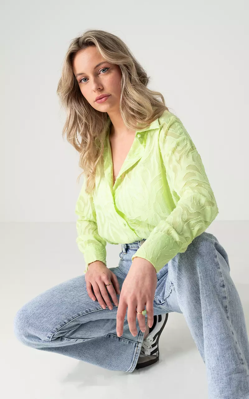 Blouse with see-through details Light Green