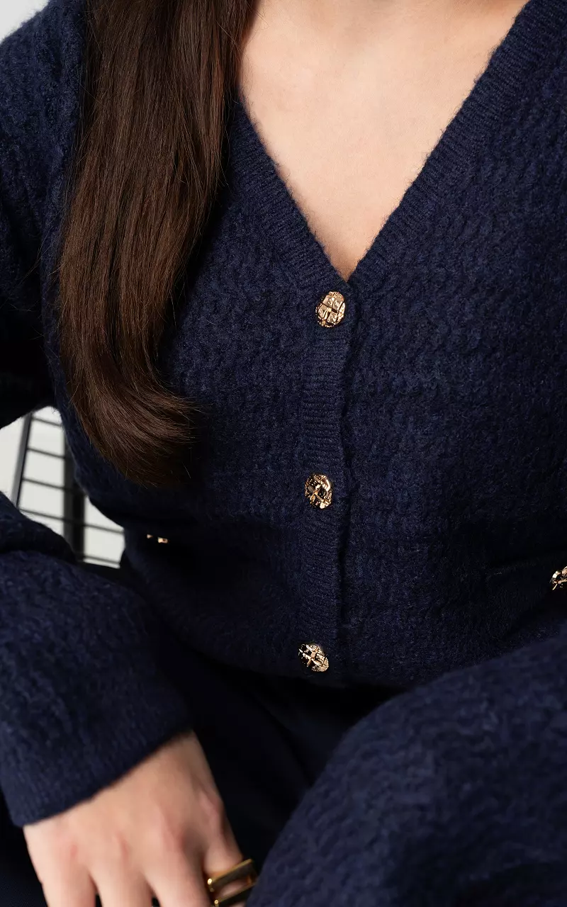 Oversized cardigan with gold-coloured buttons Dark Blue Gold