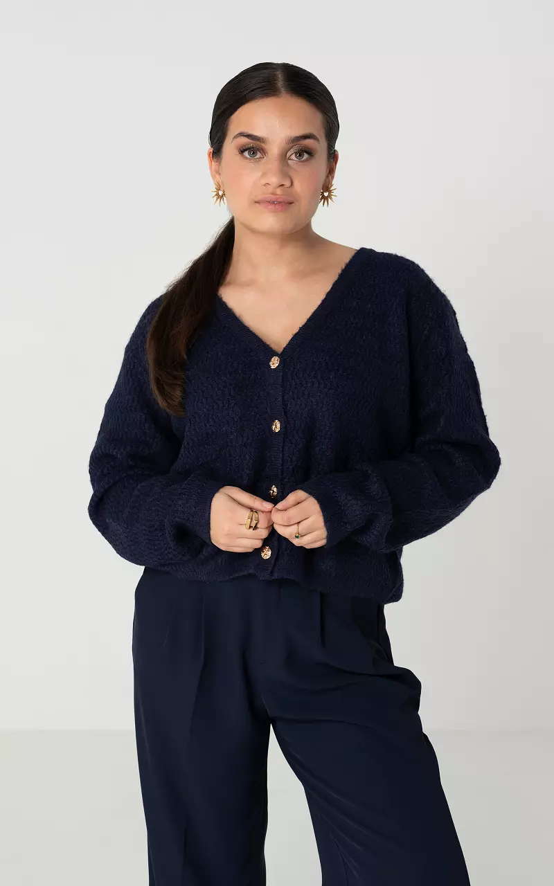 Oversized cardigan with gold-coloured buttons Dark Blue Gold