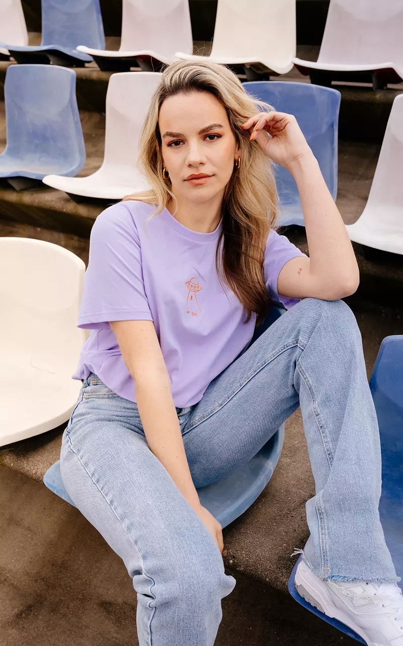 Shirt with embroidered print Lilac Orange