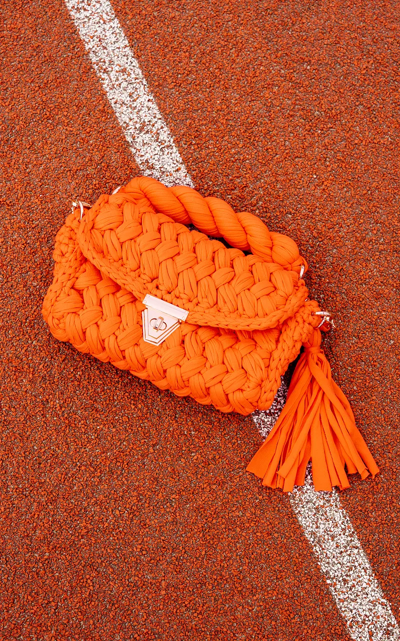 Woven bag with gold-coloured details Orange