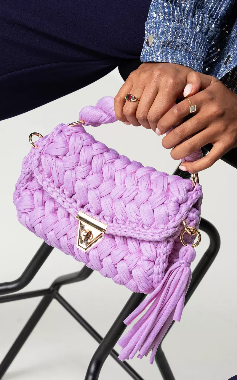 Woven bag with gold-coloured details Lilac