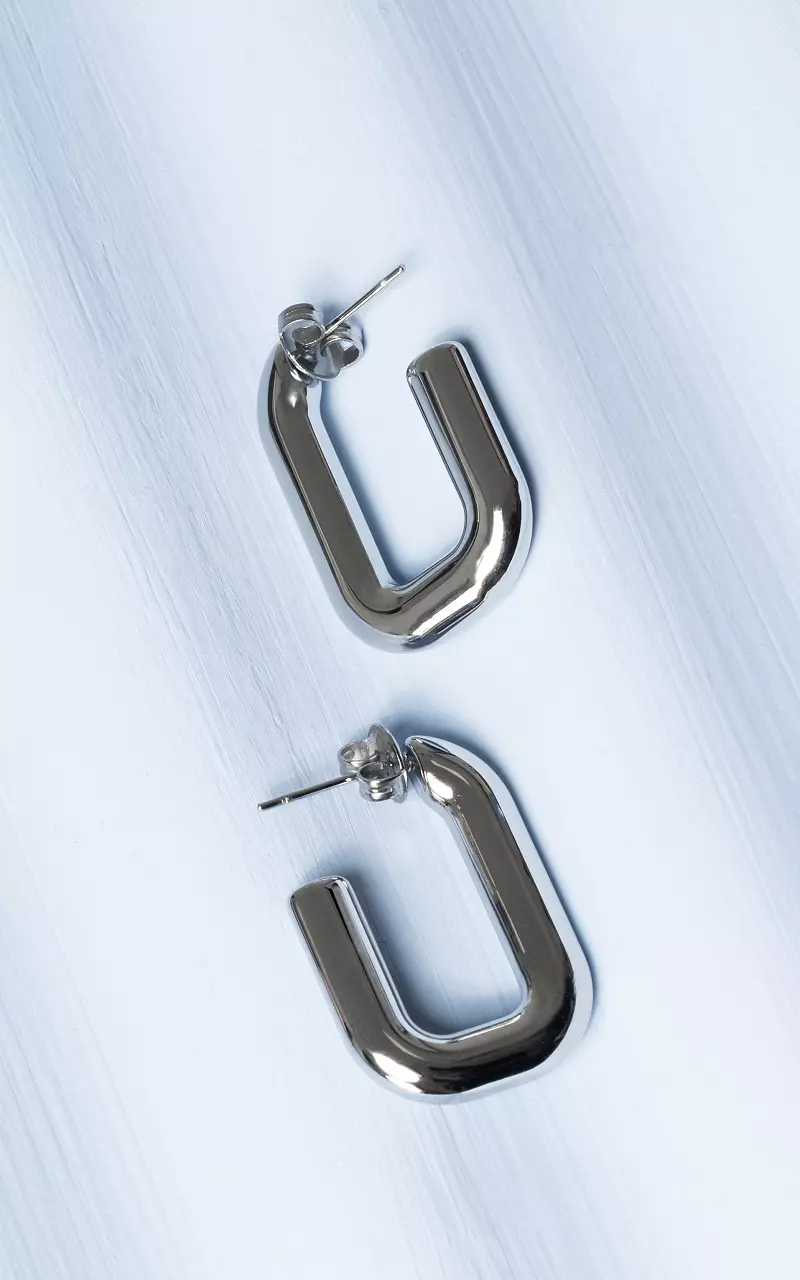 Eckige Creolen aus Edelstahl Silber