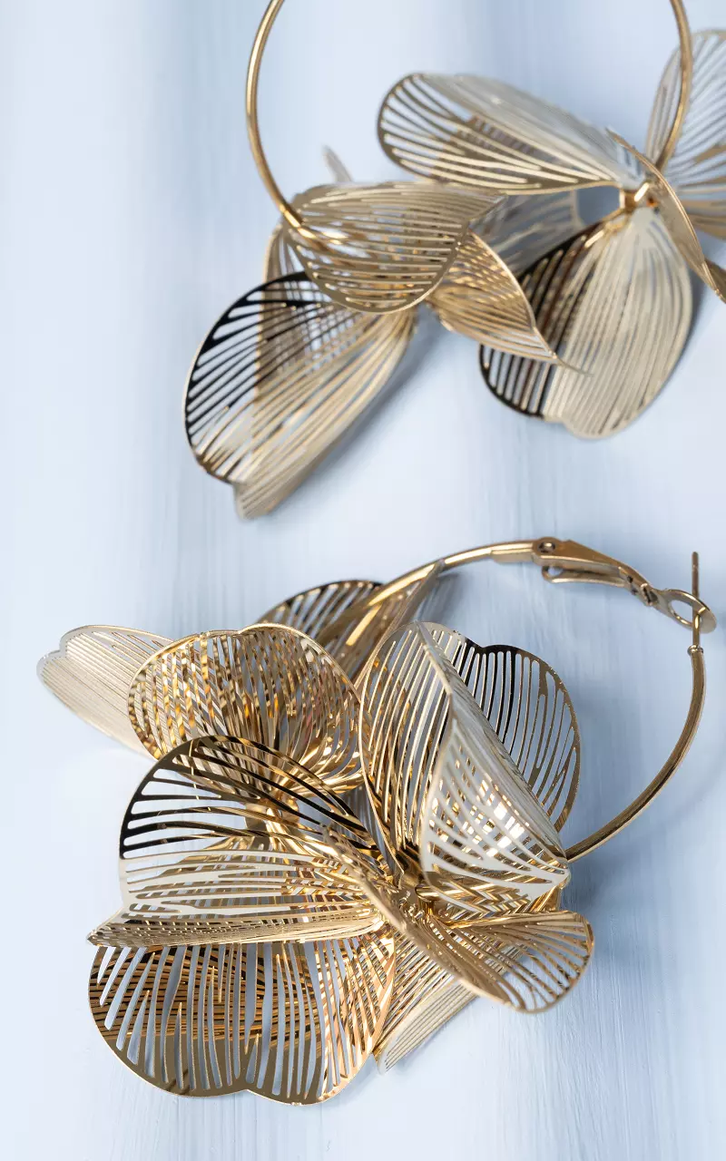 Earrings with pendant made of stainless steel Gold