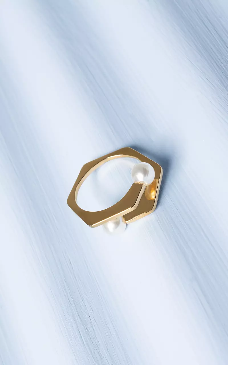 Adjustable ring with pearls Gold