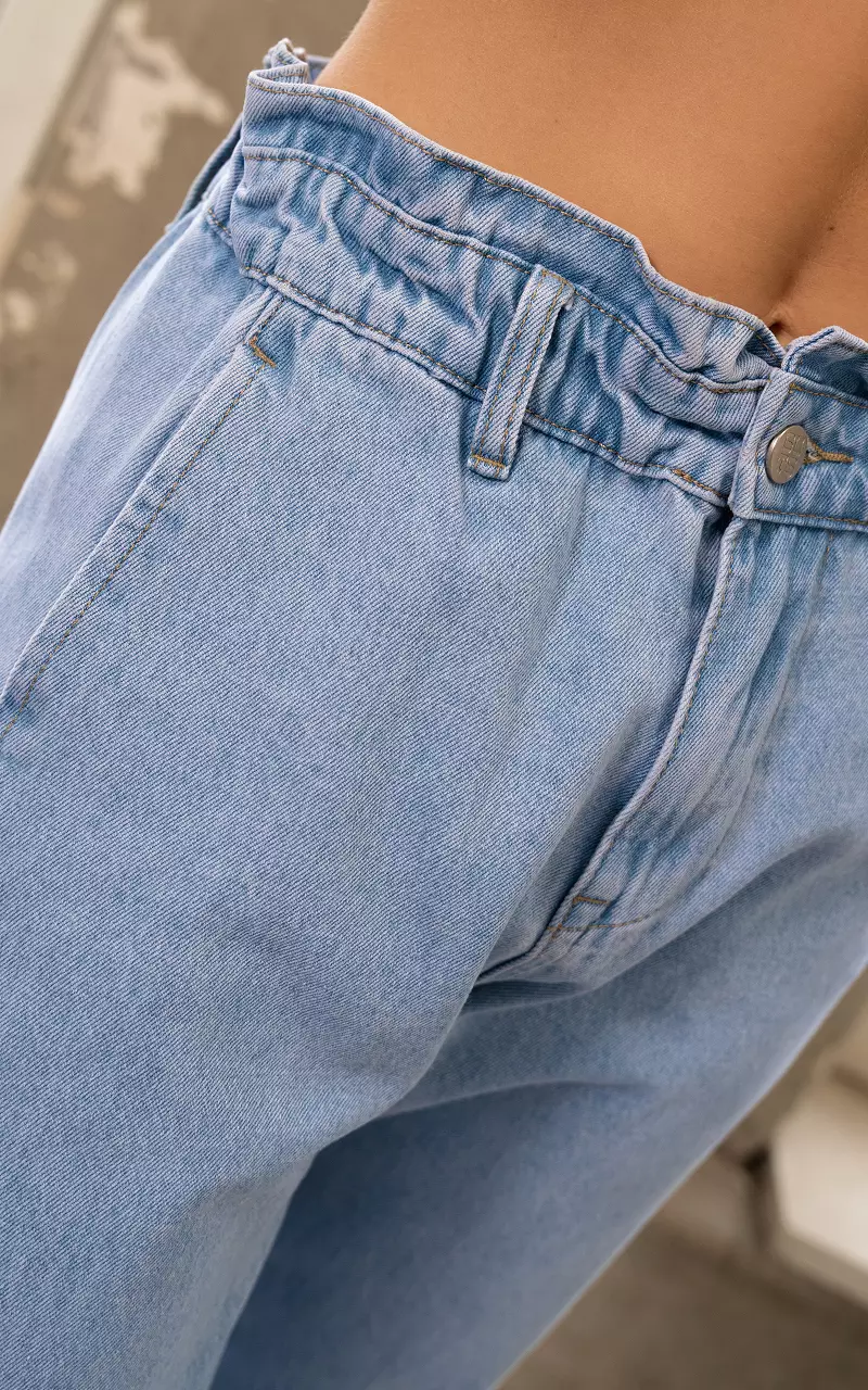 High waist paperbag jeans Sky Light Blue