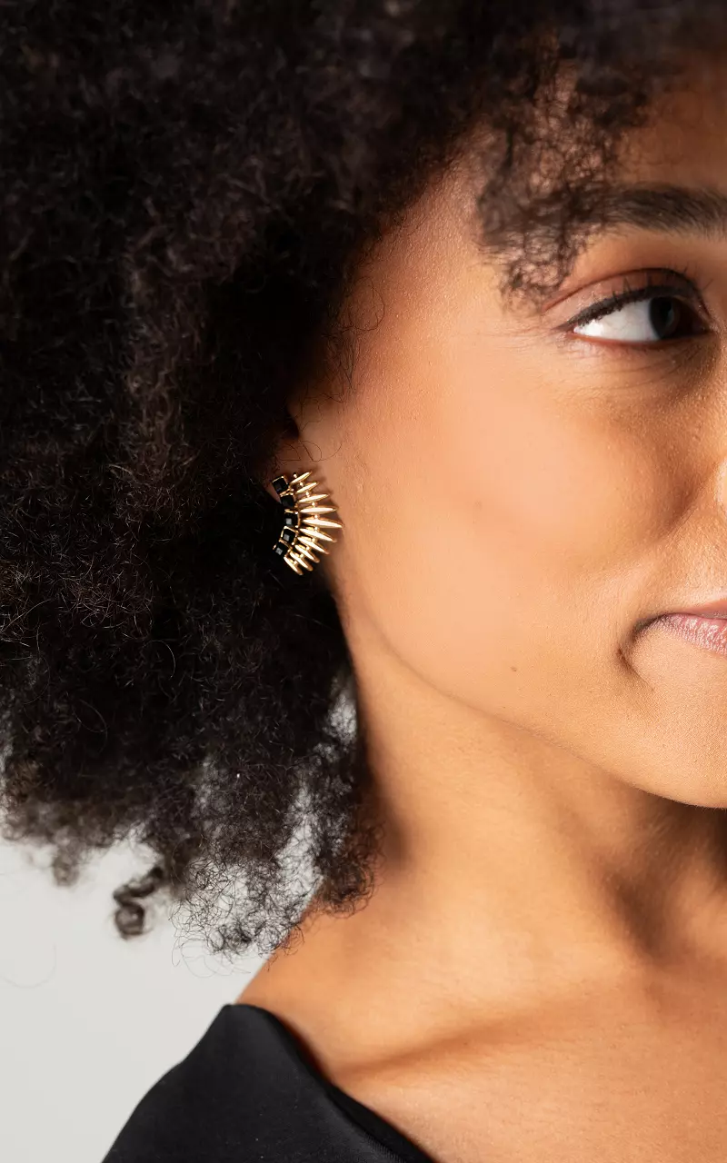 Oorbellen met steentjes Goud Zwart