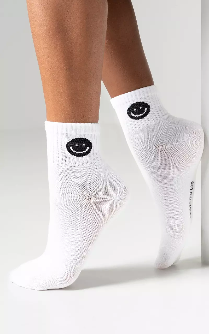 Socken mit Smiley Weiß Schwarz